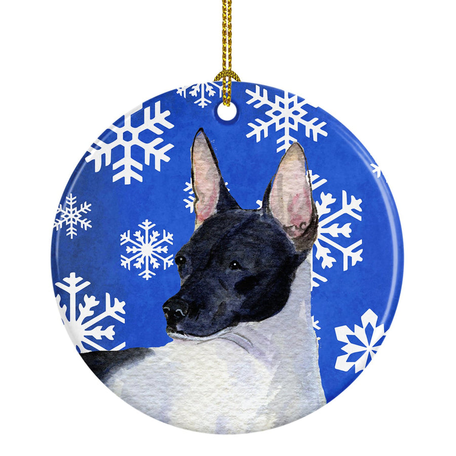 Rat Terrier Winter Snowflakes Holiday Christmas Ceramic Ornament SS4618 Image 1