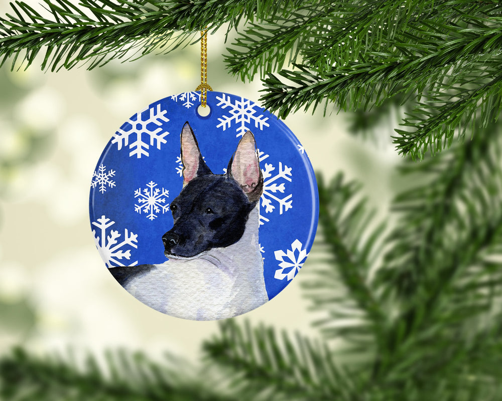 Rat Terrier Winter Snowflakes Holiday Christmas Ceramic Ornament SS4618 Image 2