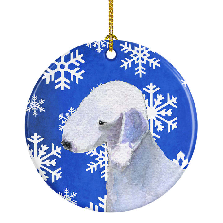 Bedlington Terrier Winter Snowflakes Holiday Christmas Ceramic Ornament SS4621 Image 1