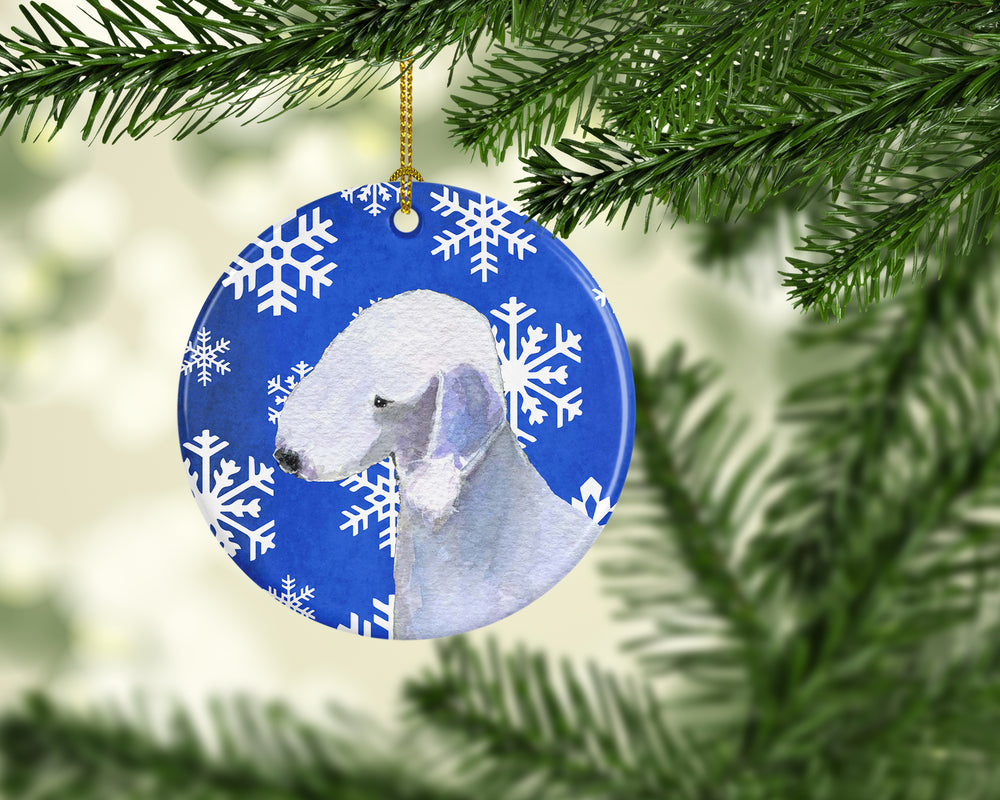 Bedlington Terrier Winter Snowflakes Holiday Christmas Ceramic Ornament SS4621 Image 2