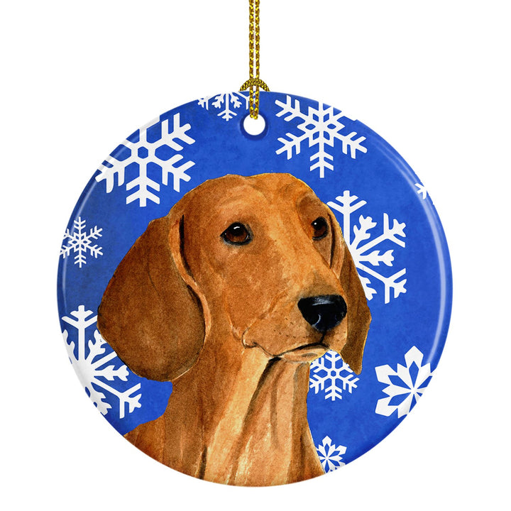 Dachshund Winter Snowflakes Holiday Christmas Ceramic Ornament SS4625 Image 1