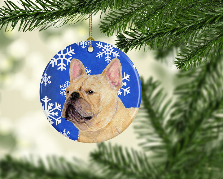 French Bulldog Winter Snowflakes Holiday Christmas Ceramic Ornament SS4623 Image 2