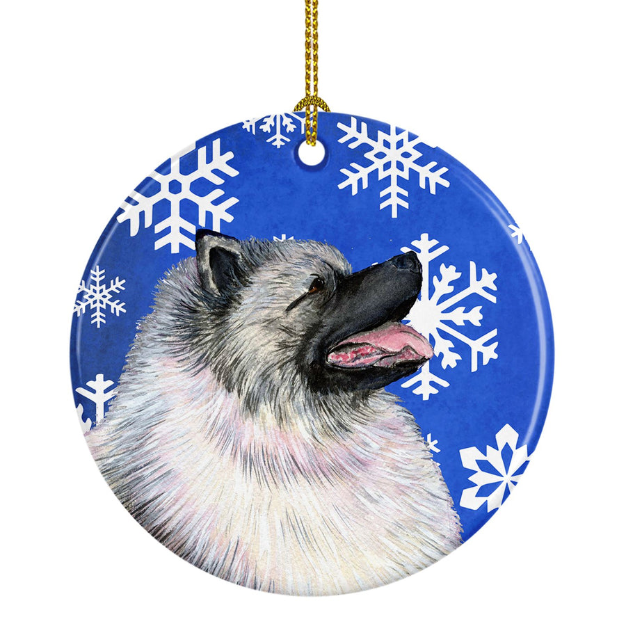 Keeshond Winter Snowflakes Holiday Christmas Ceramic Ornament SS4626 Image 1