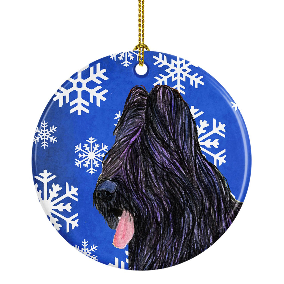 Briard Winter Snowflakes Holiday Christmas Ceramic Ornament SS4627 Image 1