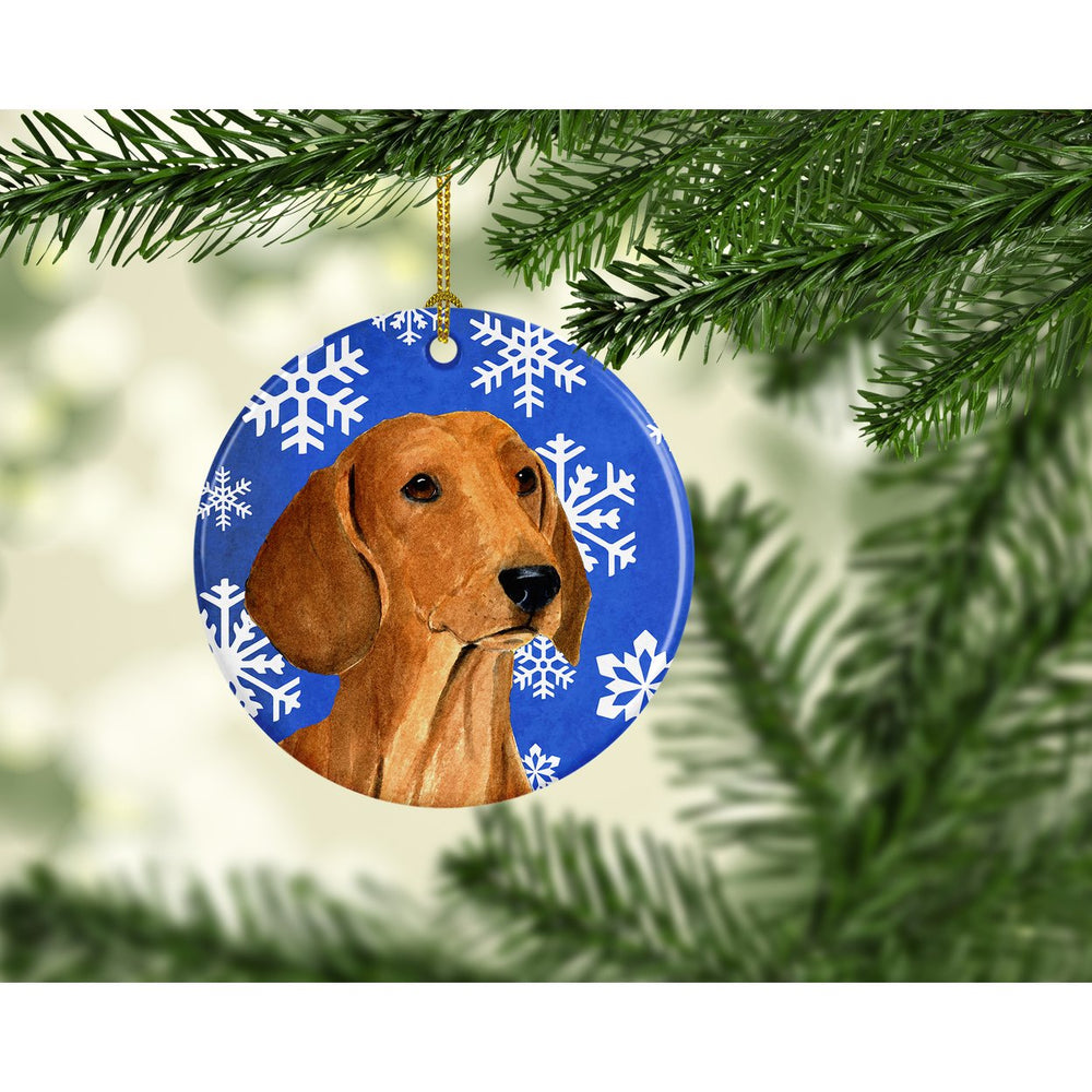 Dachshund Winter Snowflakes Holiday Christmas Ceramic Ornament SS4625 Image 2