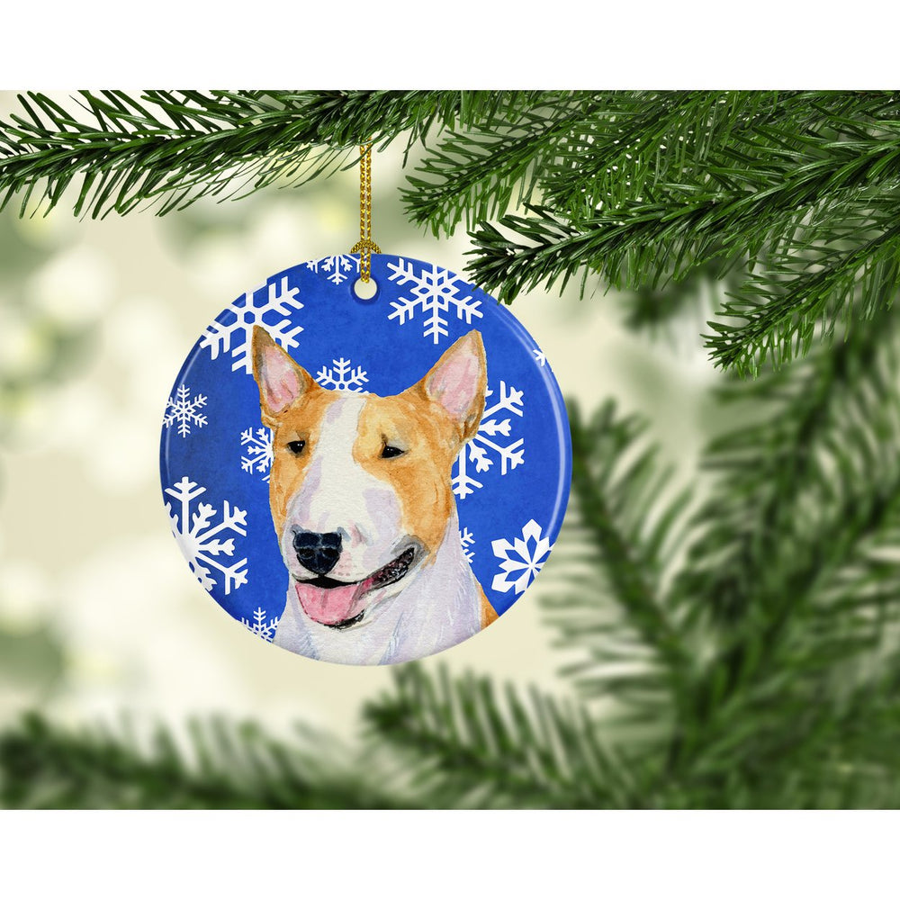 Bull Terrier Winter Snowflakes Holiday Christmas Ceramic Ornament SS4634 Image 2