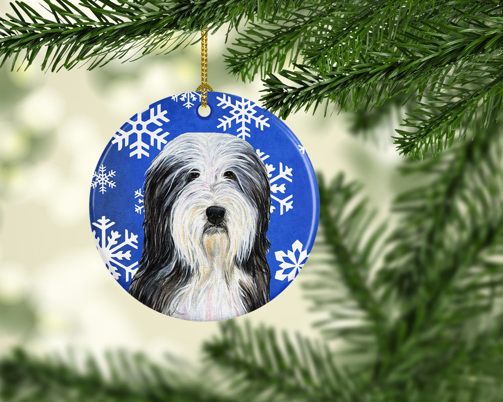 Bearded Collie Winter Snowflakes Holiday Christmas Ceramic Ornament SS4635 Image 2