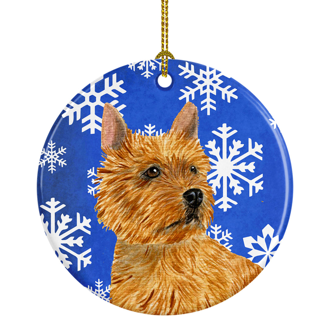 Norwich Terrier Winter Snowflakes Holiday Christmas Ceramic Ornament SS4637 Image 1