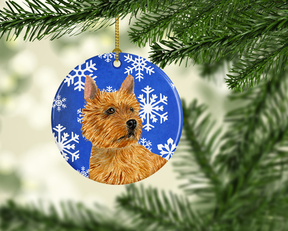 Norwich Terrier Winter Snowflakes Holiday Christmas Ceramic Ornament SS4637 Image 2