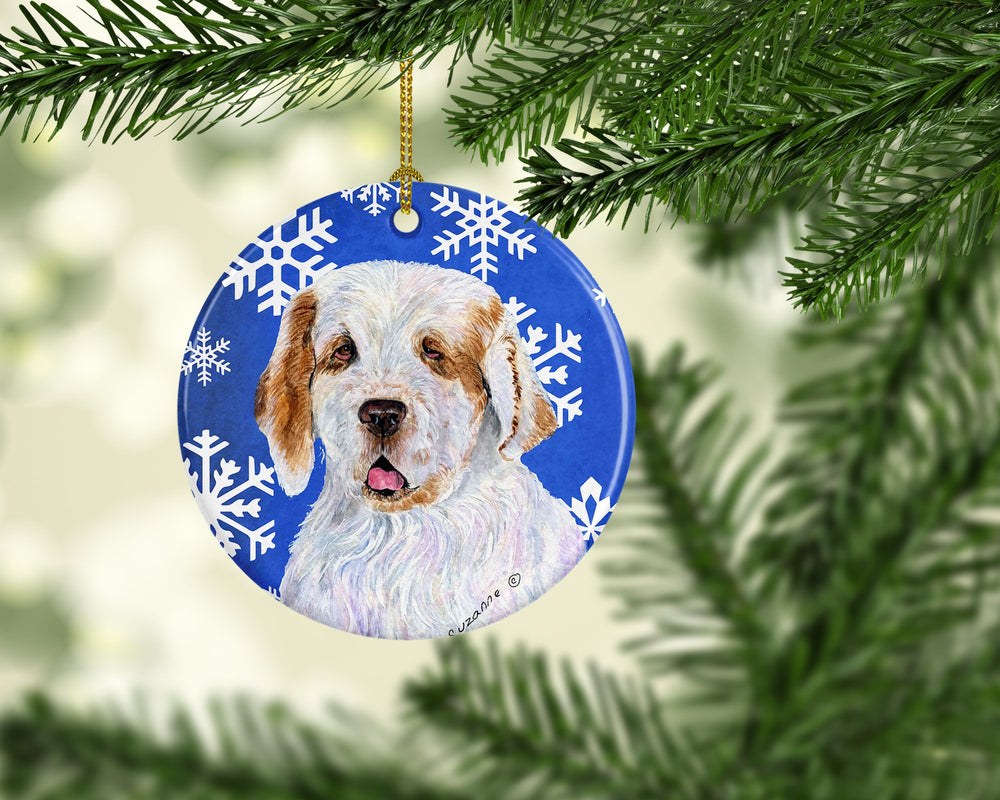 Clumber Spaniel Winter Snowflakes Holiday Christmas Ceramic Ornament SS4638 Image 2