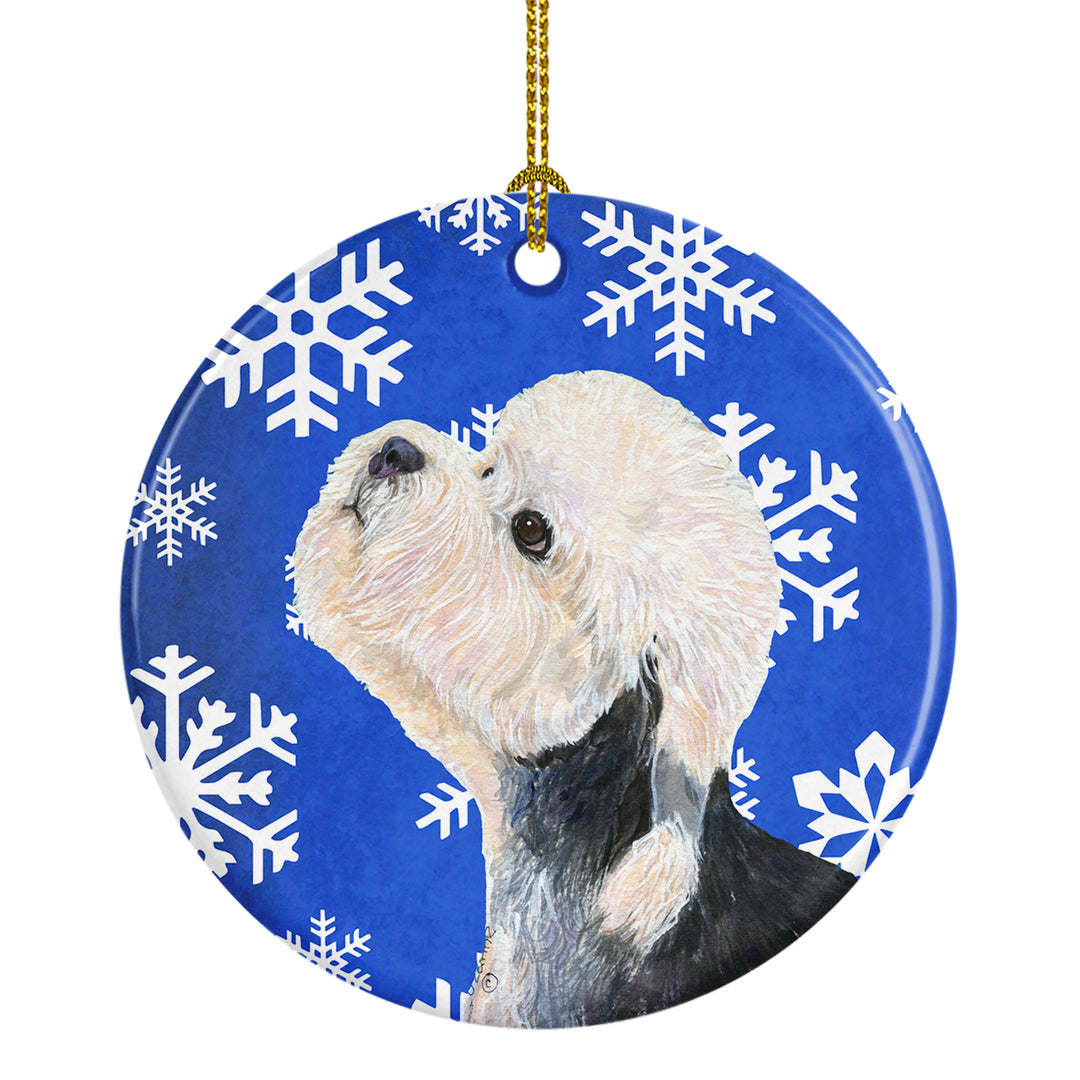 Dandie Dinmont Terrier Winter Snowflakes Holiday Christmas Ceramic Ornament Image 1