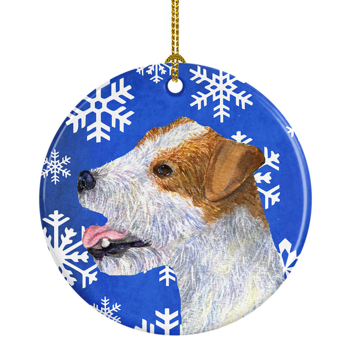 Jack Russell Terrier Winter Snowflakes Holiday Christmas Ceramic Ornament Image 1