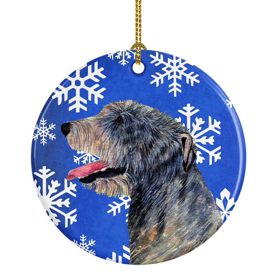 Irish Wolfhound Winter Snowflakes Holiday Christmas Ceramic Ornament SS4644 Image 1