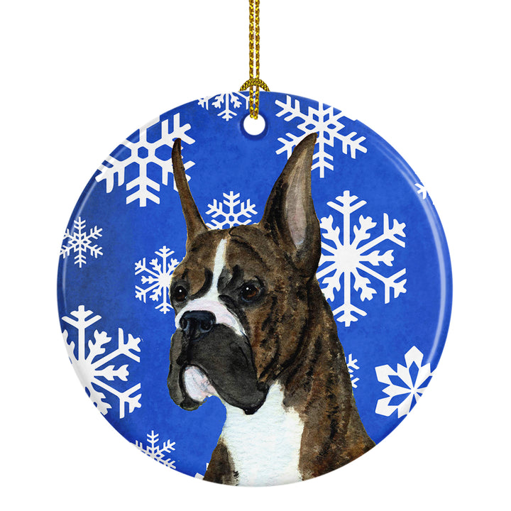 Boxer Winter Snowflakes Holiday Christmas Ceramic Ornament SS4646 Image 1