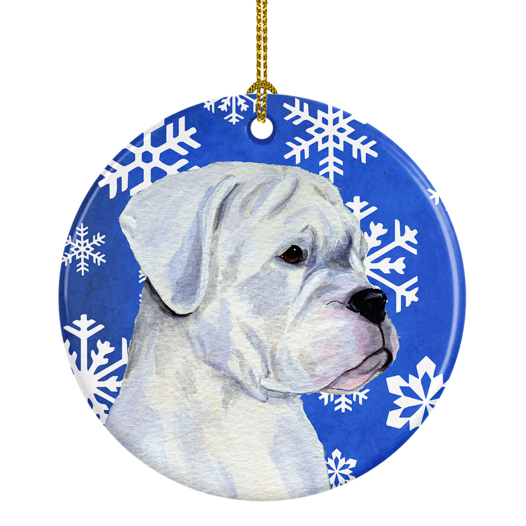 Boxer Winter Snowflakes Holiday Christmas Ceramic Ornament SS4647 Image 1