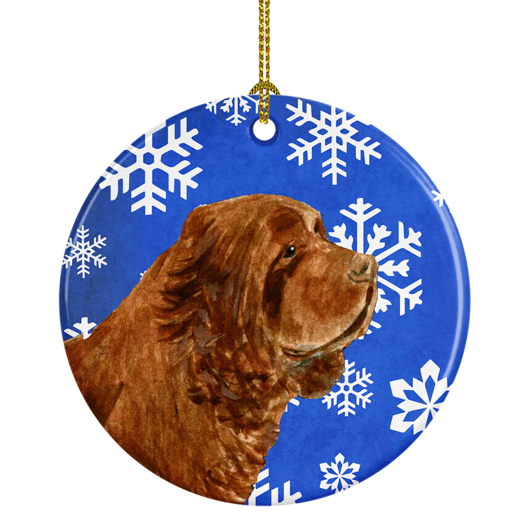 Sussex Spaniel Winter Snowflakes Holiday Christmas Ceramic Ornament SS4648 Image 1