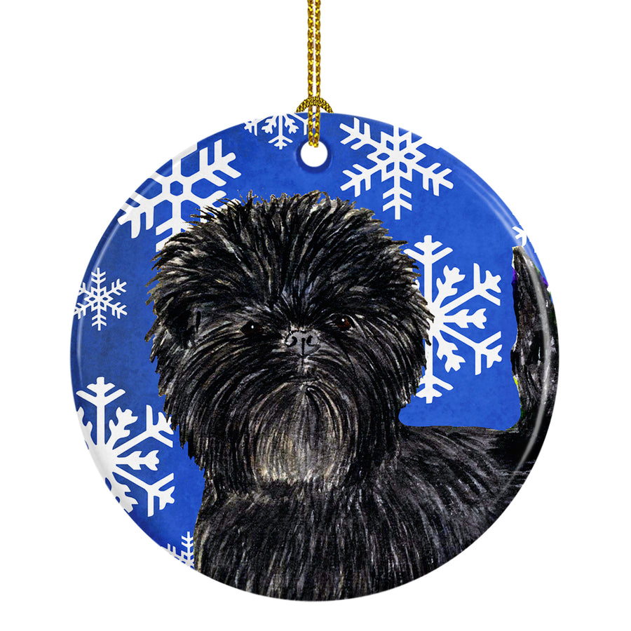 Affenpinscher Winter Snowflakes Holiday Christmas Ceramic Ornament SS4649 Image 1