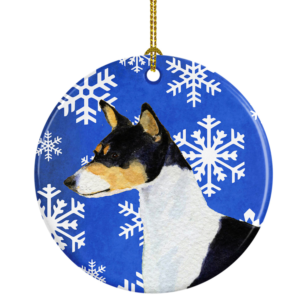 Basenji Winter Snowflakes Holiday Christmas Ceramic Ornament SS4652 Image 1