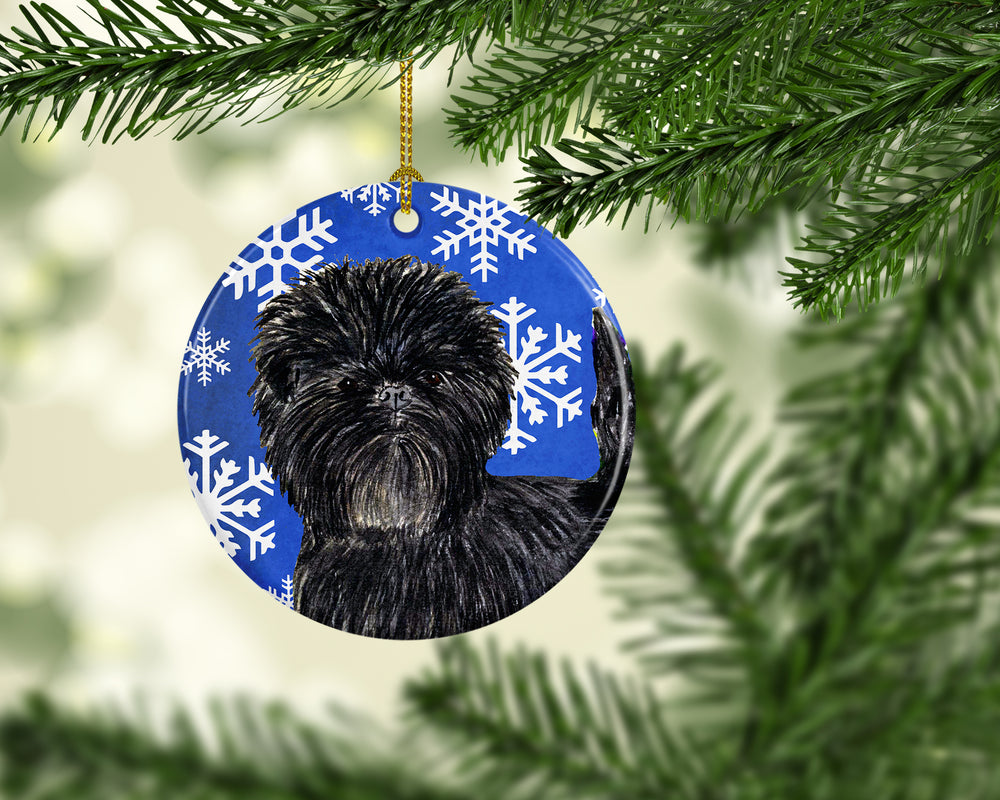 Affenpinscher Winter Snowflakes Holiday Christmas Ceramic Ornament SS4649 Image 2