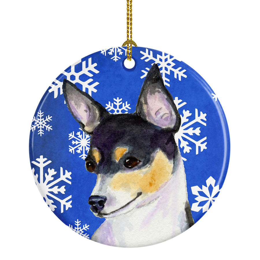 Chihuahua Winter Snowflakes Holiday Christmas Ceramic Ornament SS4656 Image 1