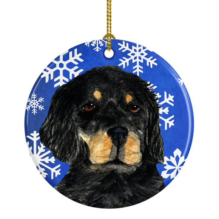 Gordon Setter Winter Snowflakes Holiday Christmas Ceramic Ornament SS4653 Image 1