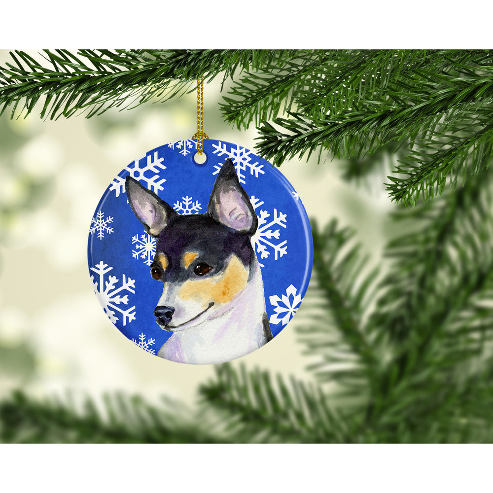 Chihuahua Winter Snowflakes Holiday Christmas Ceramic Ornament SS4656 Image 2