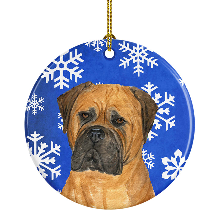 Bullmastiff Winter Snowflakes Holiday Christmas Ceramic Ornament SS4655 Image 1