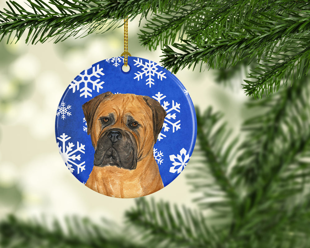 Bullmastiff Winter Snowflakes Holiday Christmas Ceramic Ornament SS4655 Image 2