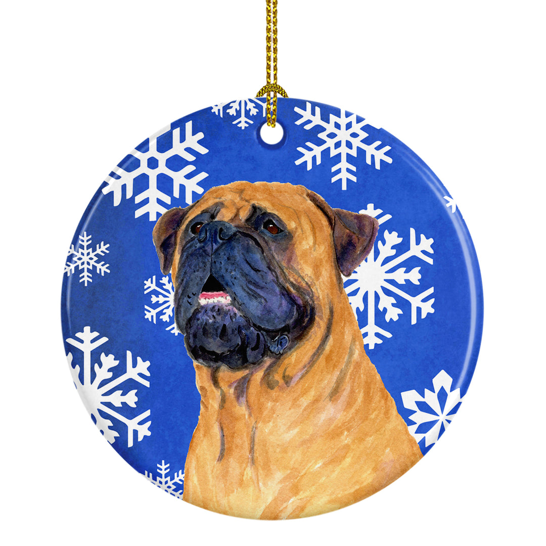 Mastiff Winter Snowflakes Holiday Christmas Ceramic Ornament SS4658 Image 1