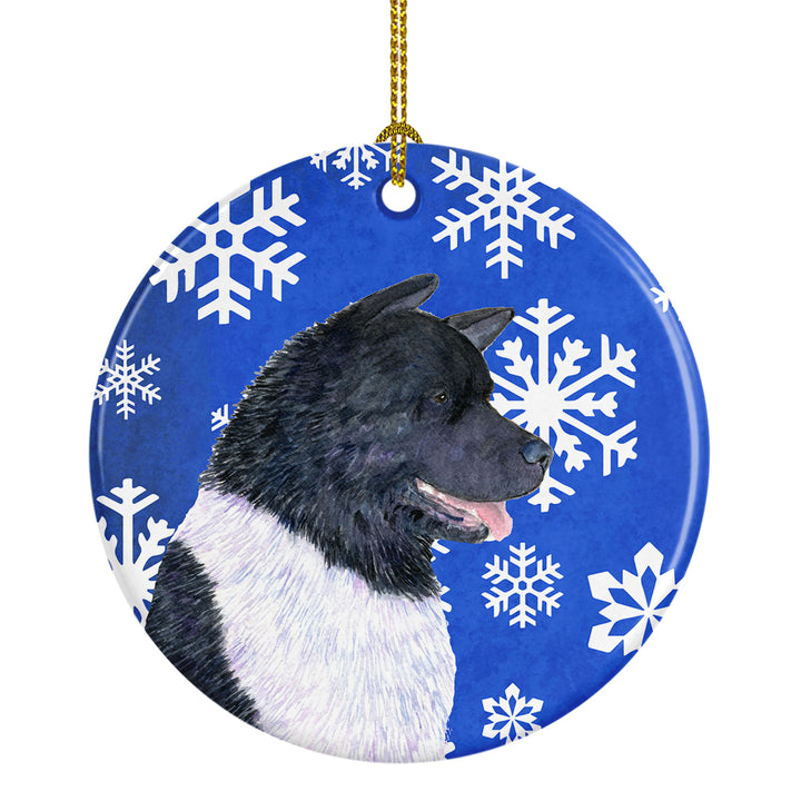 Akita Winter Snowflakes Holiday Christmas Ceramic Ornament SS4659 Image 1