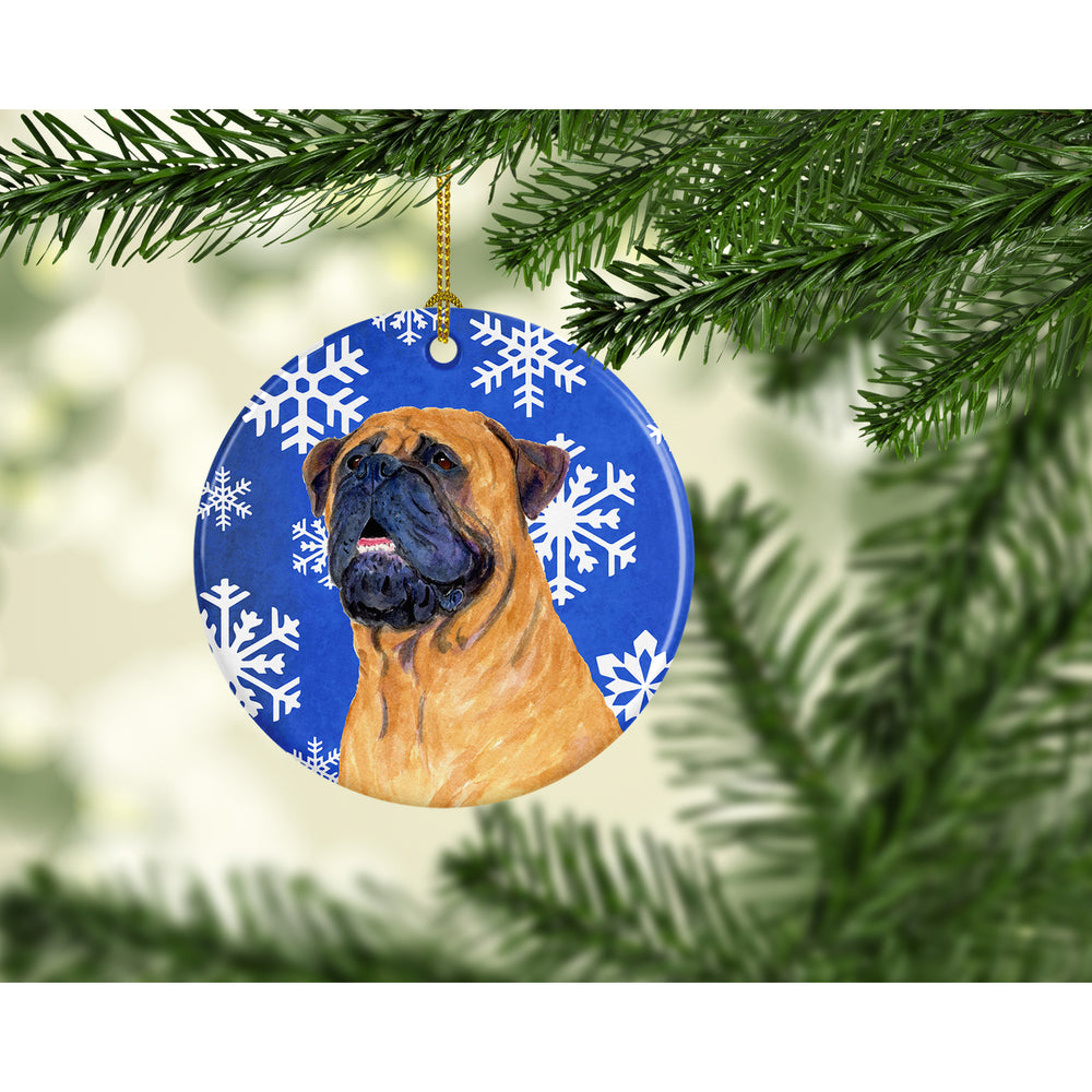 Mastiff Winter Snowflakes Holiday Christmas Ceramic Ornament SS4658 Image 2