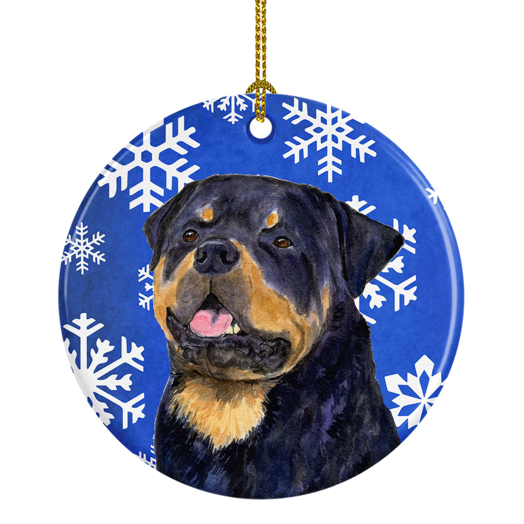 Rottweiler Winter Snowflakes Holiday Christmas Ceramic Ornament SS4662 Image 1