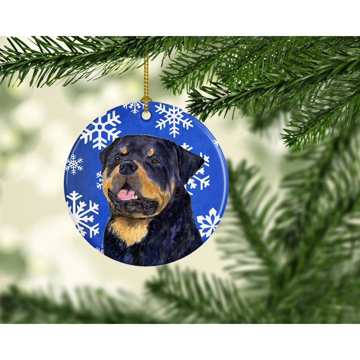 Rottweiler Winter Snowflakes Holiday Christmas Ceramic Ornament SS4662 Image 2