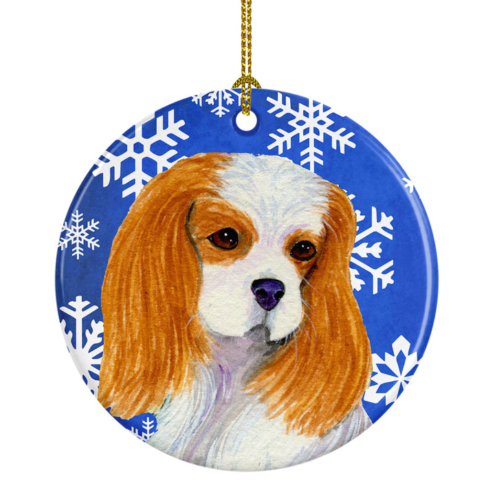 Cavalier Spaniel Winter Snowflakes Holiday Christmas Ceramic Ornament SS4665 Image 1