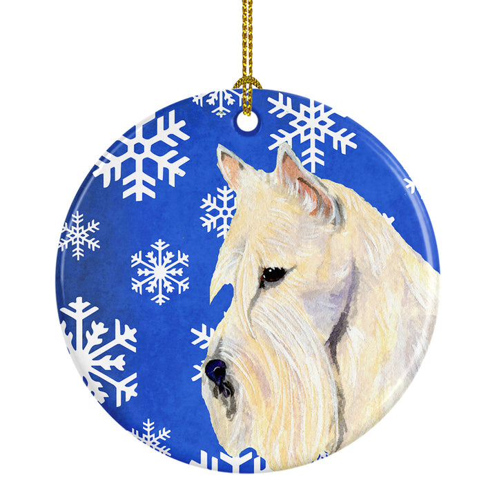 Scottish Terrier Winter Snowflakes Holiday Christmas Ceramic Ornament SS4668 Image 1