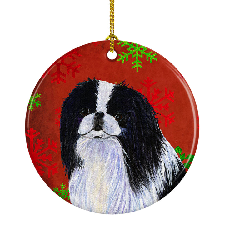 Japanese Chin Red Snowflakes Holiday Christmas Ceramic Ornament SS4674 Image 1