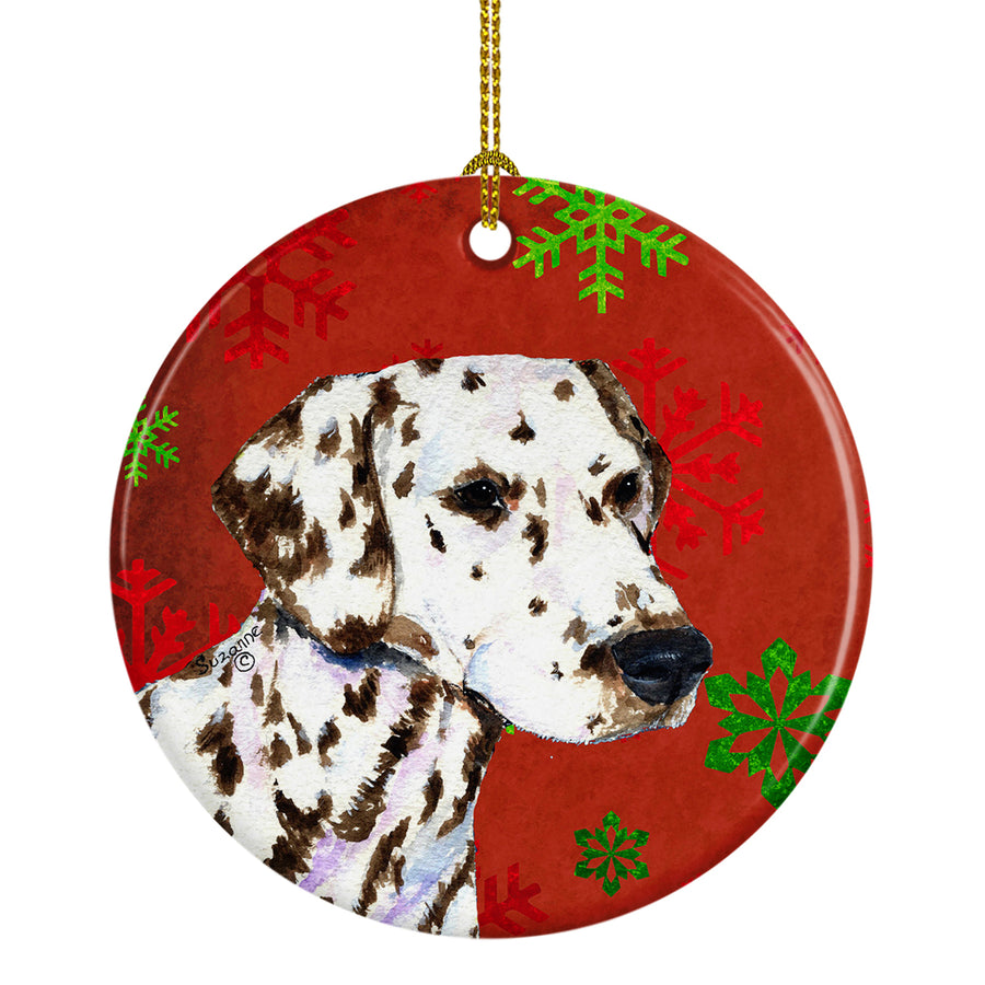 Dalmatian Red Snowflakes Holiday Christmas Ceramic Ornament SS4676 Image 1