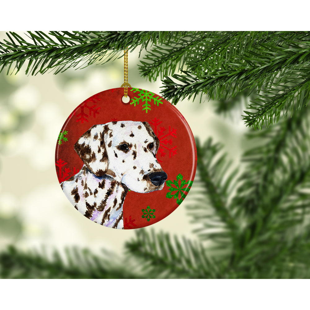 Dalmatian Red Snowflakes Holiday Christmas Ceramic Ornament SS4676 Image 2