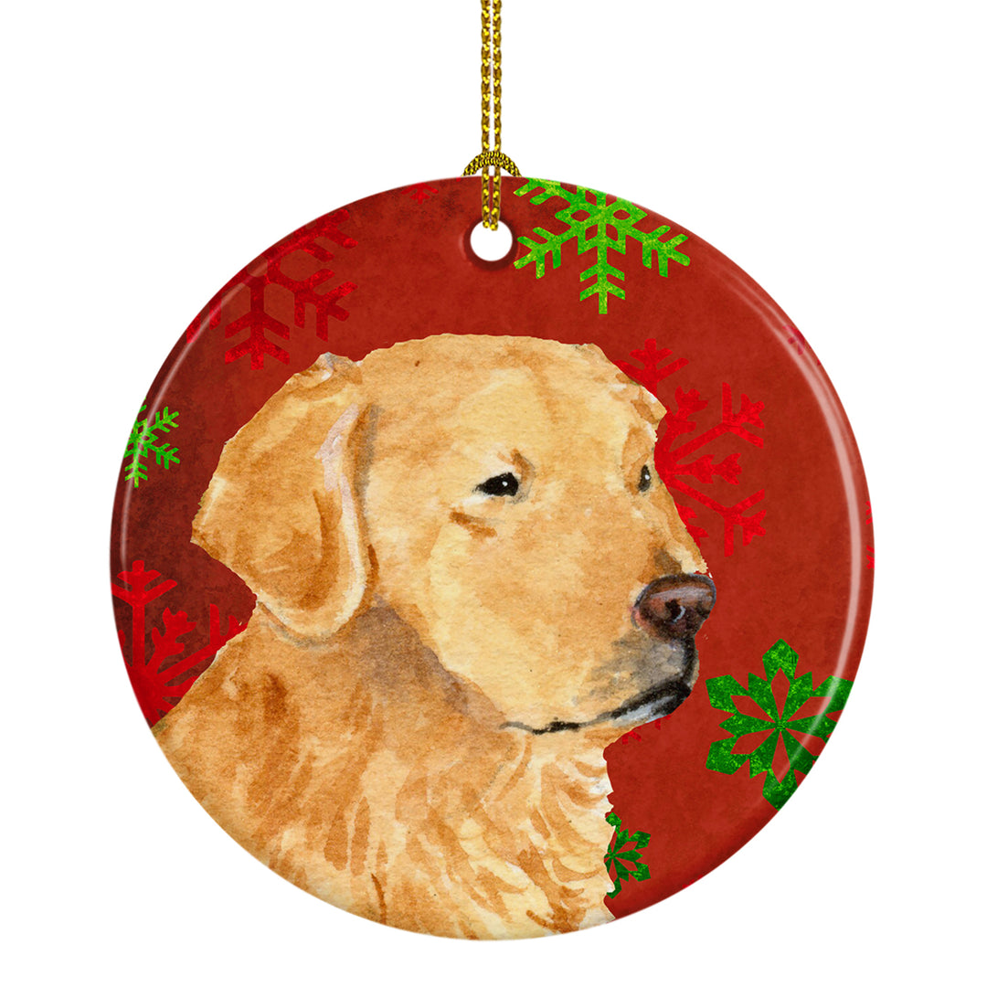 Golden Retriever Red Snowflakes Holiday Christmas Ceramic Ornament SS4683 Image 1