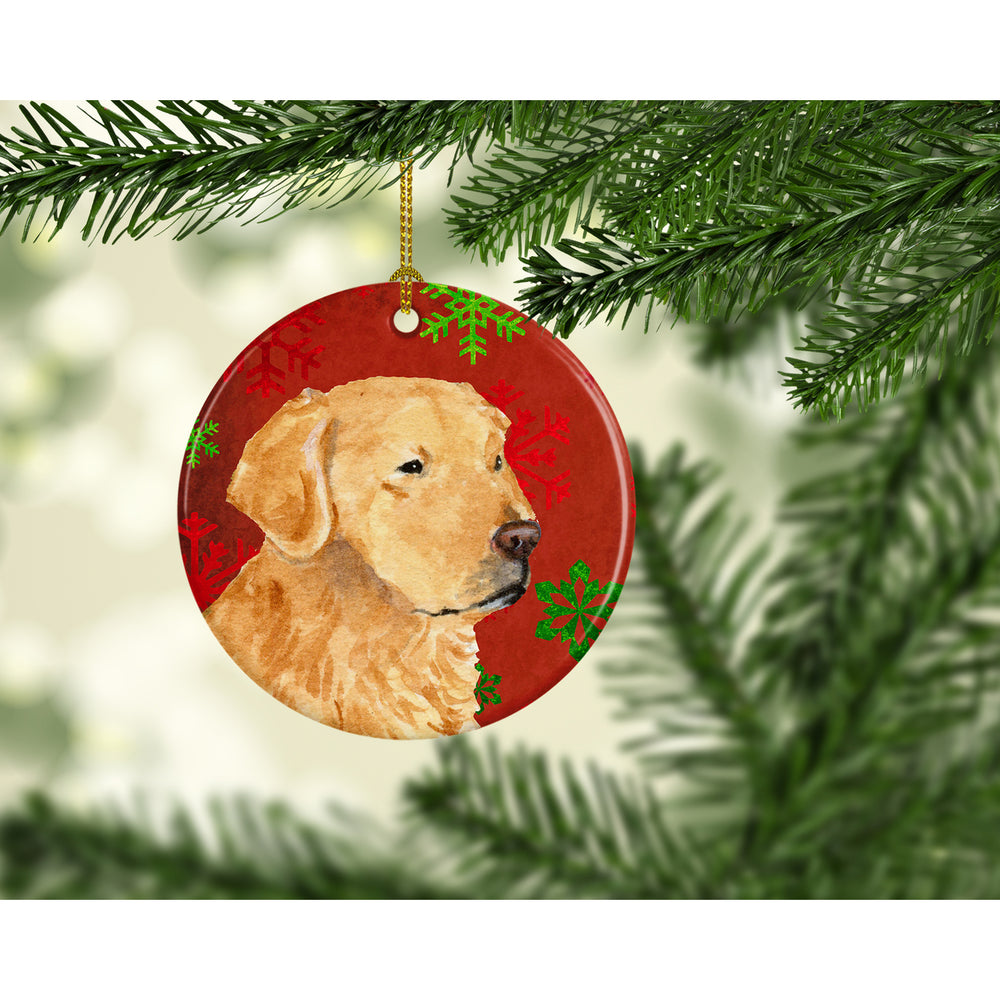 Golden Retriever Red Snowflakes Holiday Christmas Ceramic Ornament SS4683 Image 2