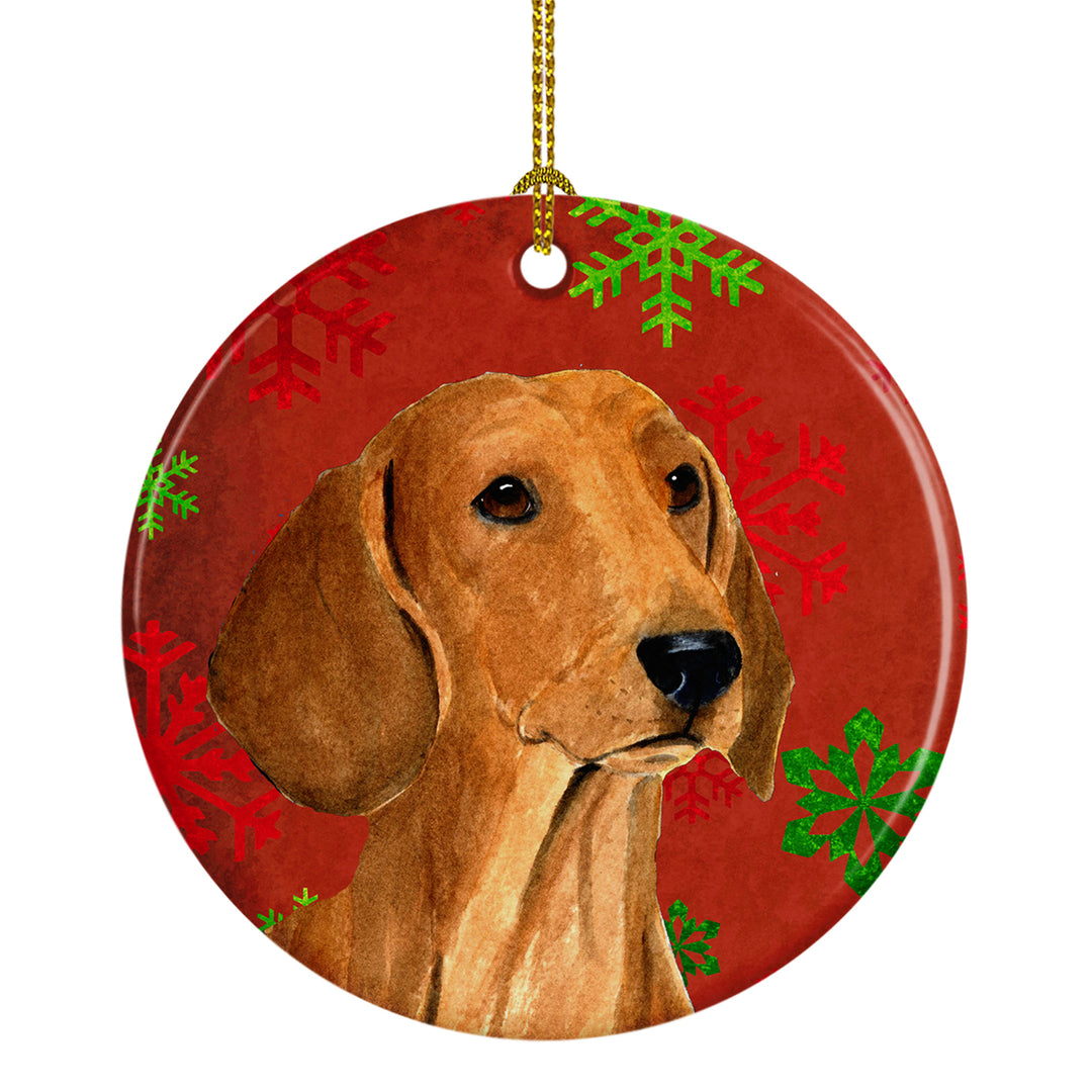 Dachshund Red Snowflakes Holiday Christmas Ceramic Ornament SS4694 Image 1