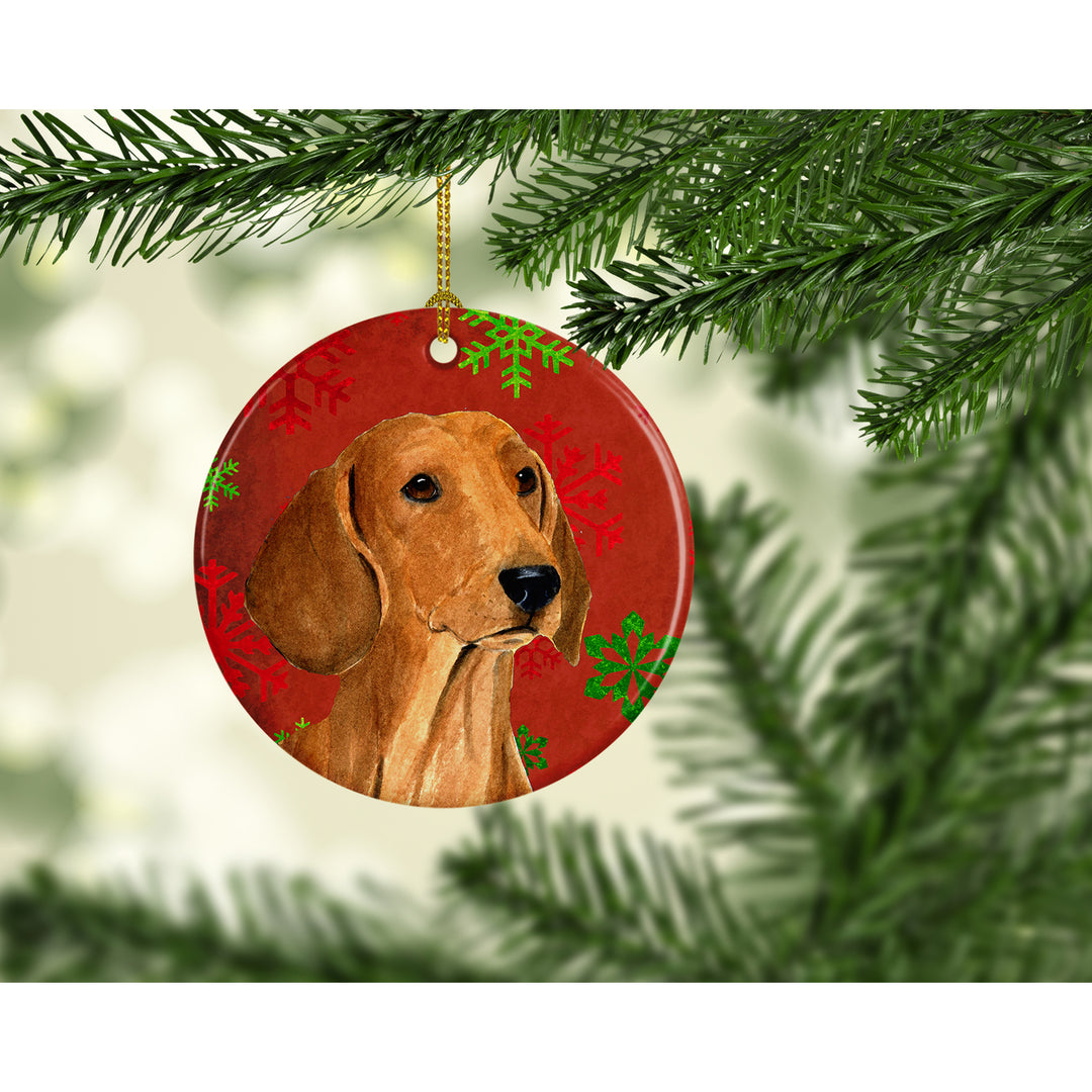 Dachshund Red Snowflakes Holiday Christmas Ceramic Ornament SS4694 Image 2