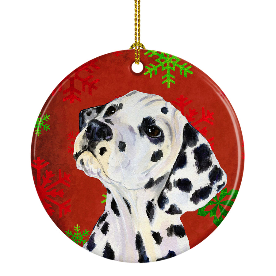 Dalmatian Red Snowflakes Holiday Christmas Ceramic Ornament SS4699 Image 1