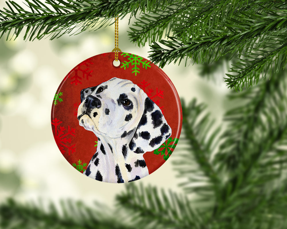 Dalmatian Red Snowflakes Holiday Christmas Ceramic Ornament SS4699 Image 2