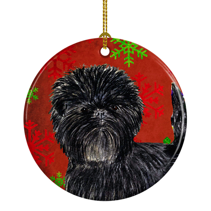 Affenpinscher Red Snowflakes Holiday Christmas Ceramic Ornament SS4718 Image 1