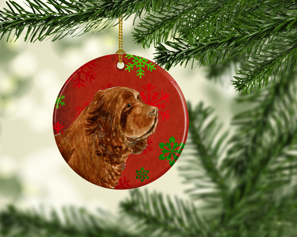 Sussex Spaniel Red Snowflakes Holiday Christmas Ceramic Ornament SS4717 Image 2