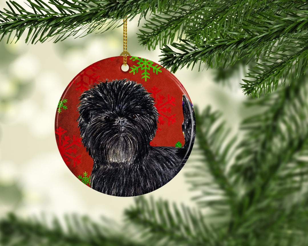 Affenpinscher Red Snowflakes Holiday Christmas Ceramic Ornament SS4718 Image 2