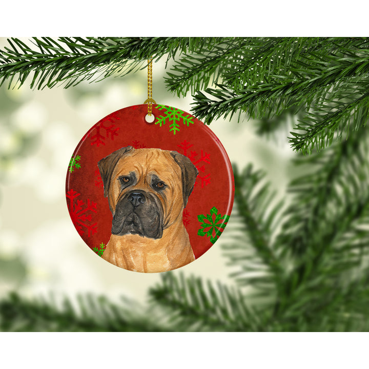 Bullmastiff Red Snowflakes Holiday Christmas Ceramic Ornament SS4724 Image 2