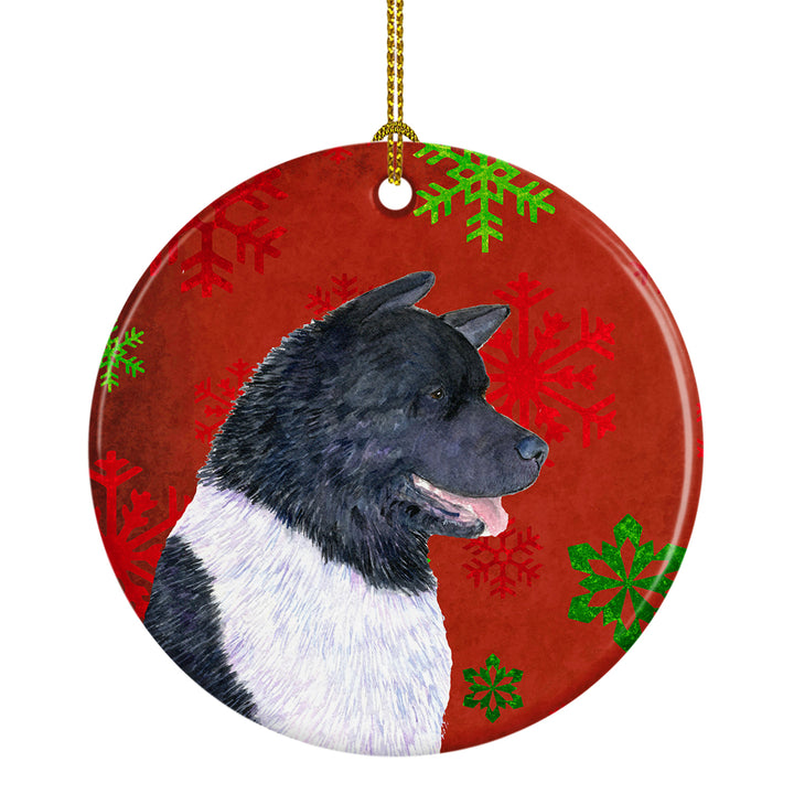 Akita Red Snowflakes Holiday Christmas Ceramic Ornament SS4728 Image 1