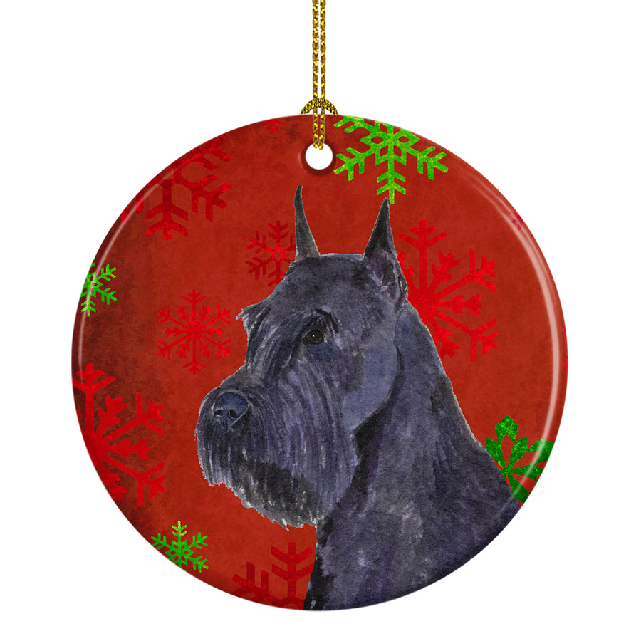 Schnauzer Red Snowflakes Holiday Christmas Ceramic Ornament SS4730 Image 1